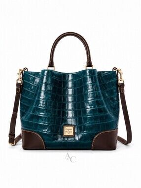 Dooney & Bourke Oakdale Brenna Croc Embossed Leather Bag Deep Teal NWT Rare